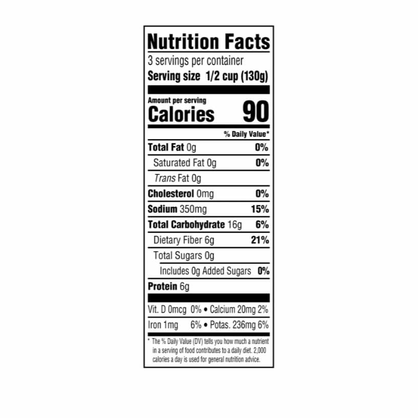 Allens Black Beans 3.15kg nutrition facts