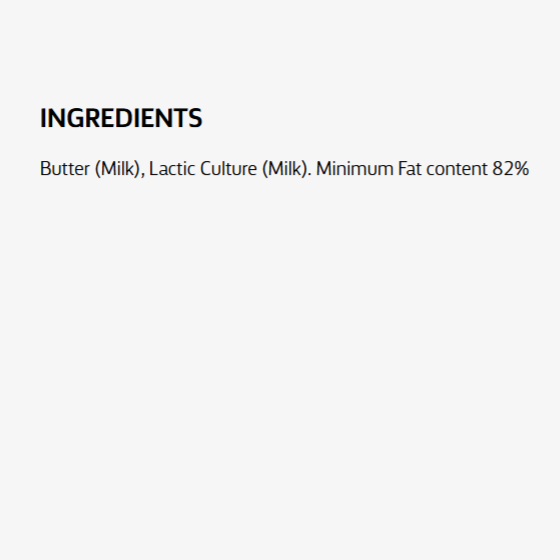 Lurpak Unsalted Butter ingredients