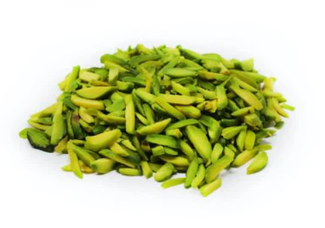 Pile of green dried vegetables on a white background
