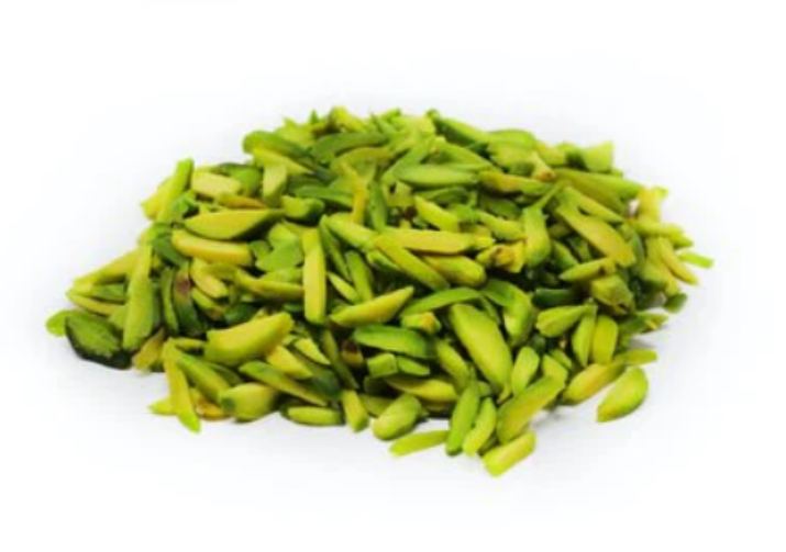 Pile of green dried vegetables on a white background