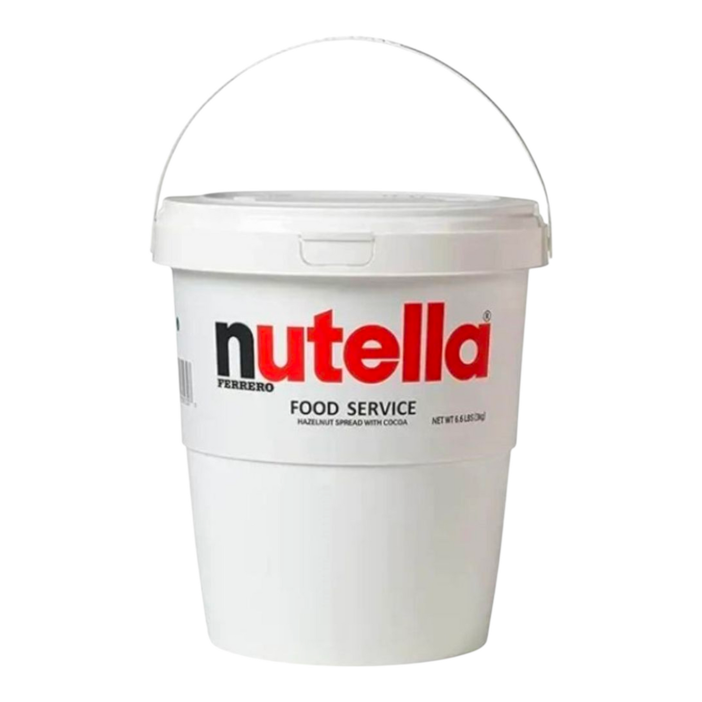 White bucket with Nutella logo on a white background