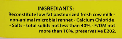 Chtoora Halloumi Cheese Low Fat ingredients