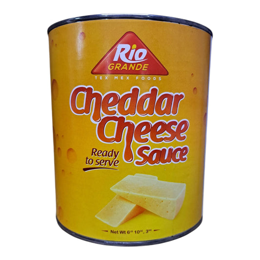 Rio Grande Cheddar Cheese Sauce can on a white background